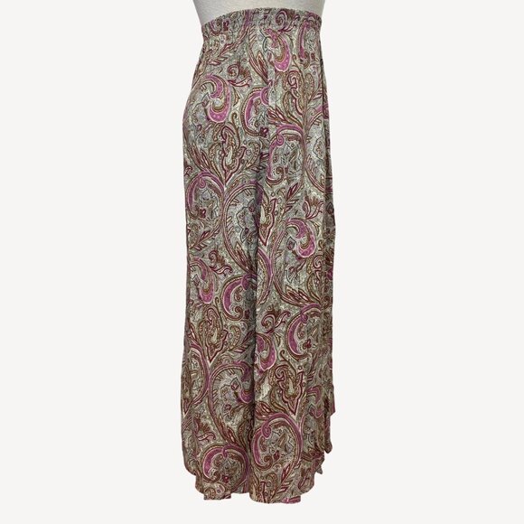220 Hickory Womens A-Line Maxi Skirt Paisley Floral Print Pink Brown Size M - Picture 5 of 11